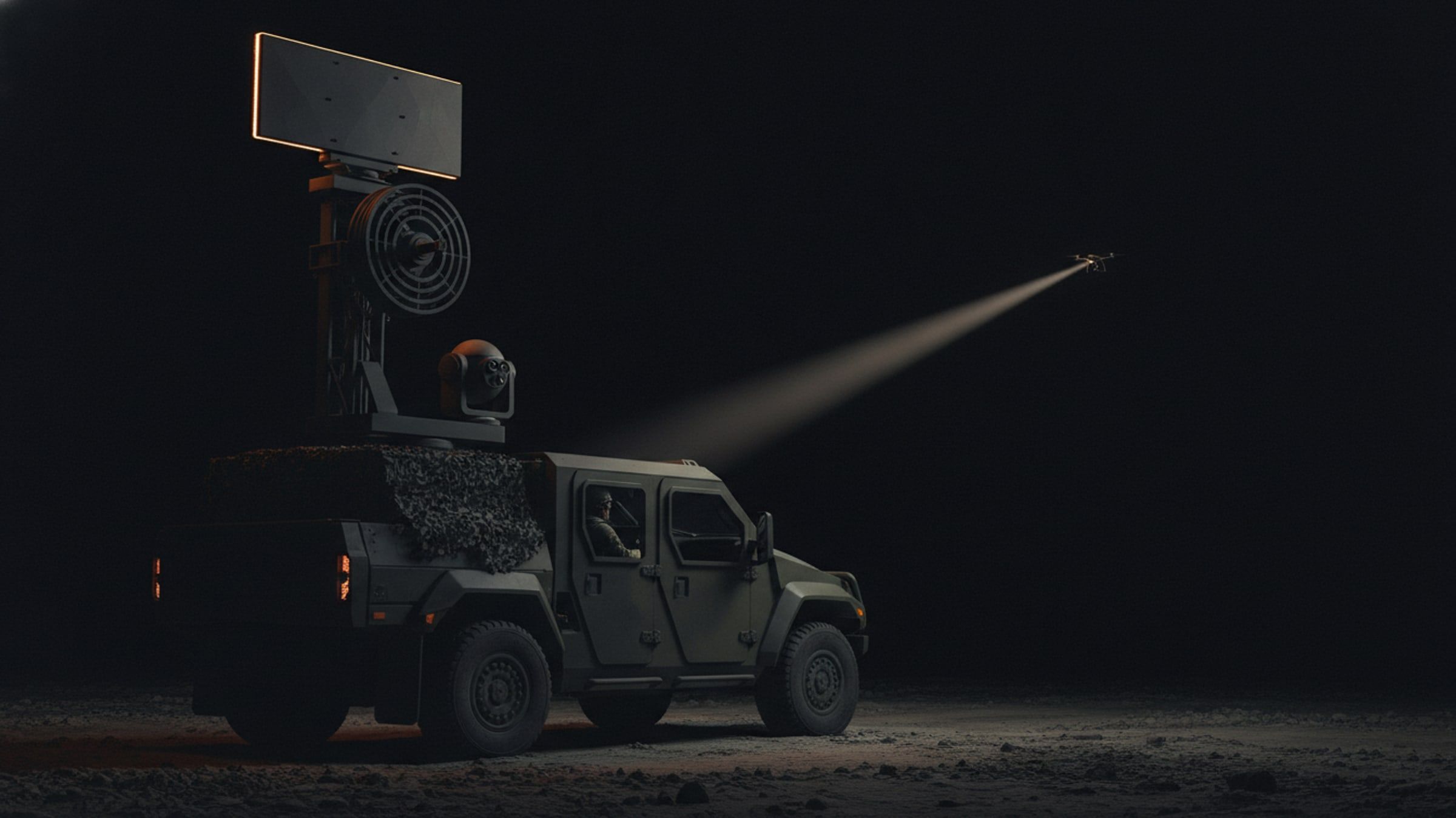 Counter-UAS System: Layered detection, classification and defeat of small unmanned aircraft, fixed or vehicle 