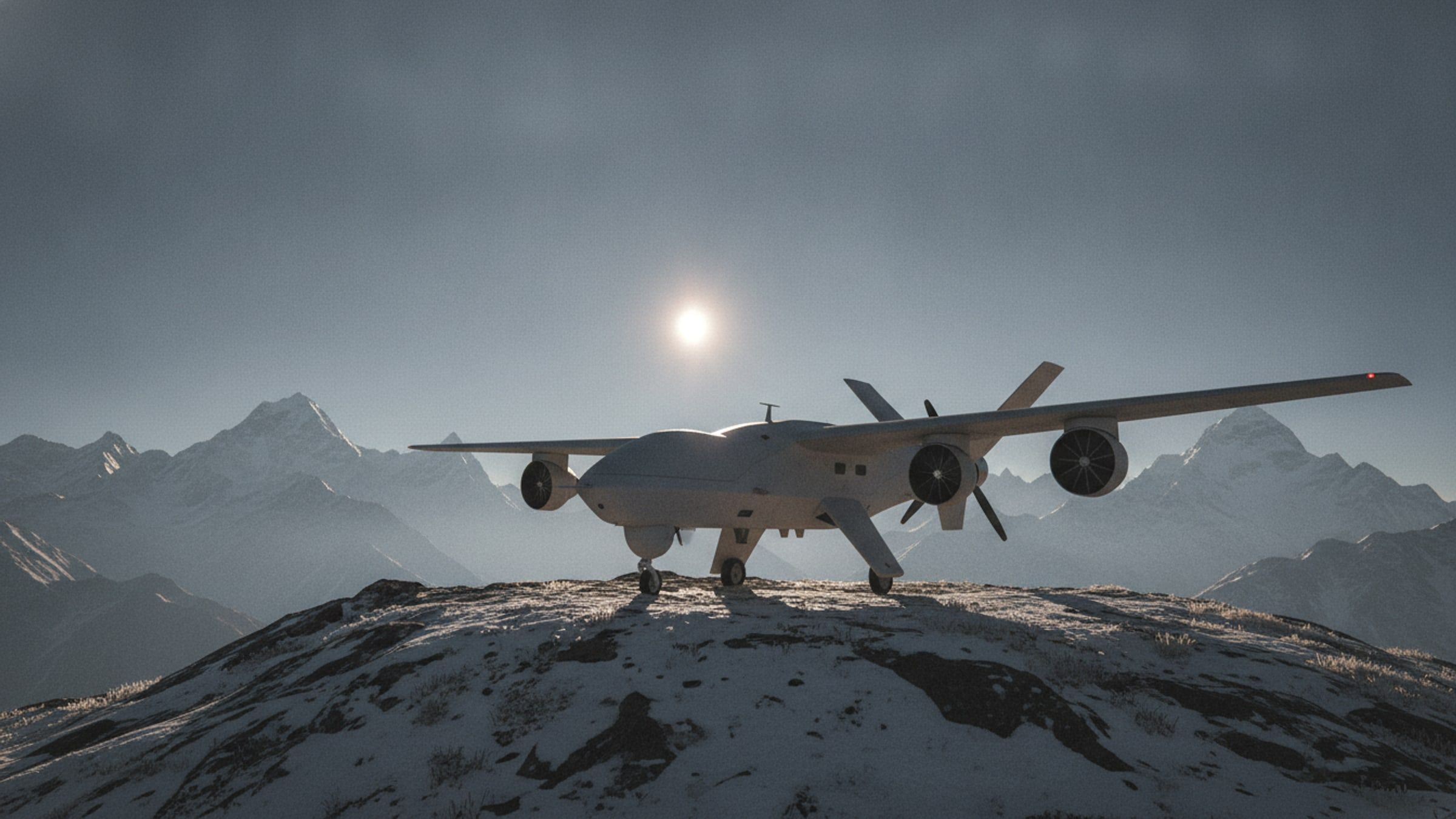 High-Altitude ISR UAV: Vertical take-off reconnaissance aircraft built for thin air, extreme cold and launch site