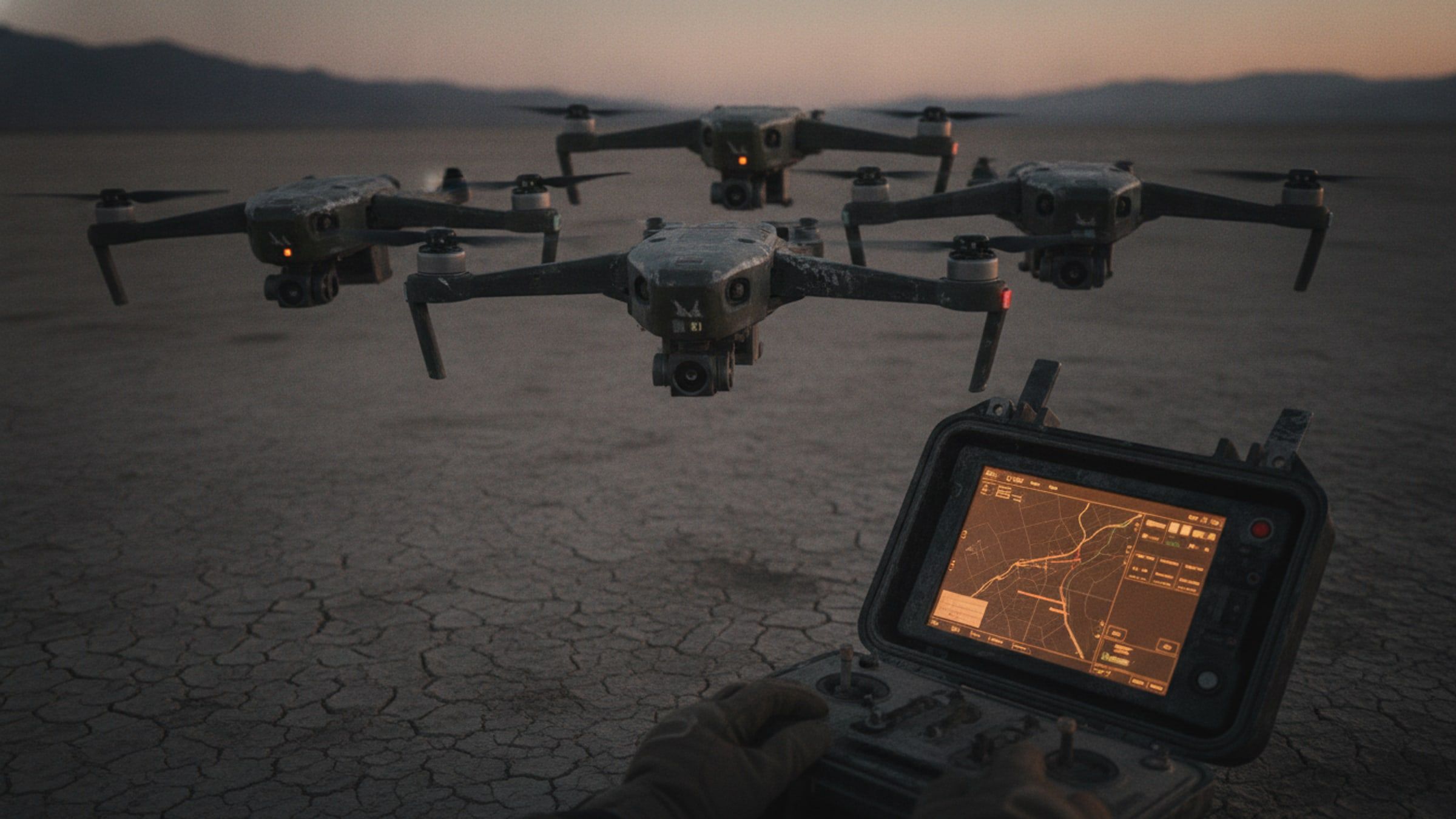 Swarm UAV System: A fleet flown as a single formation from one station: arm, launch, reshape in flight, task